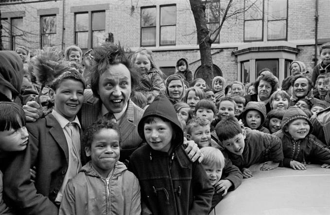 Ken Dodd with the crowd openiing a SNAP showhouse Liverpool 8  